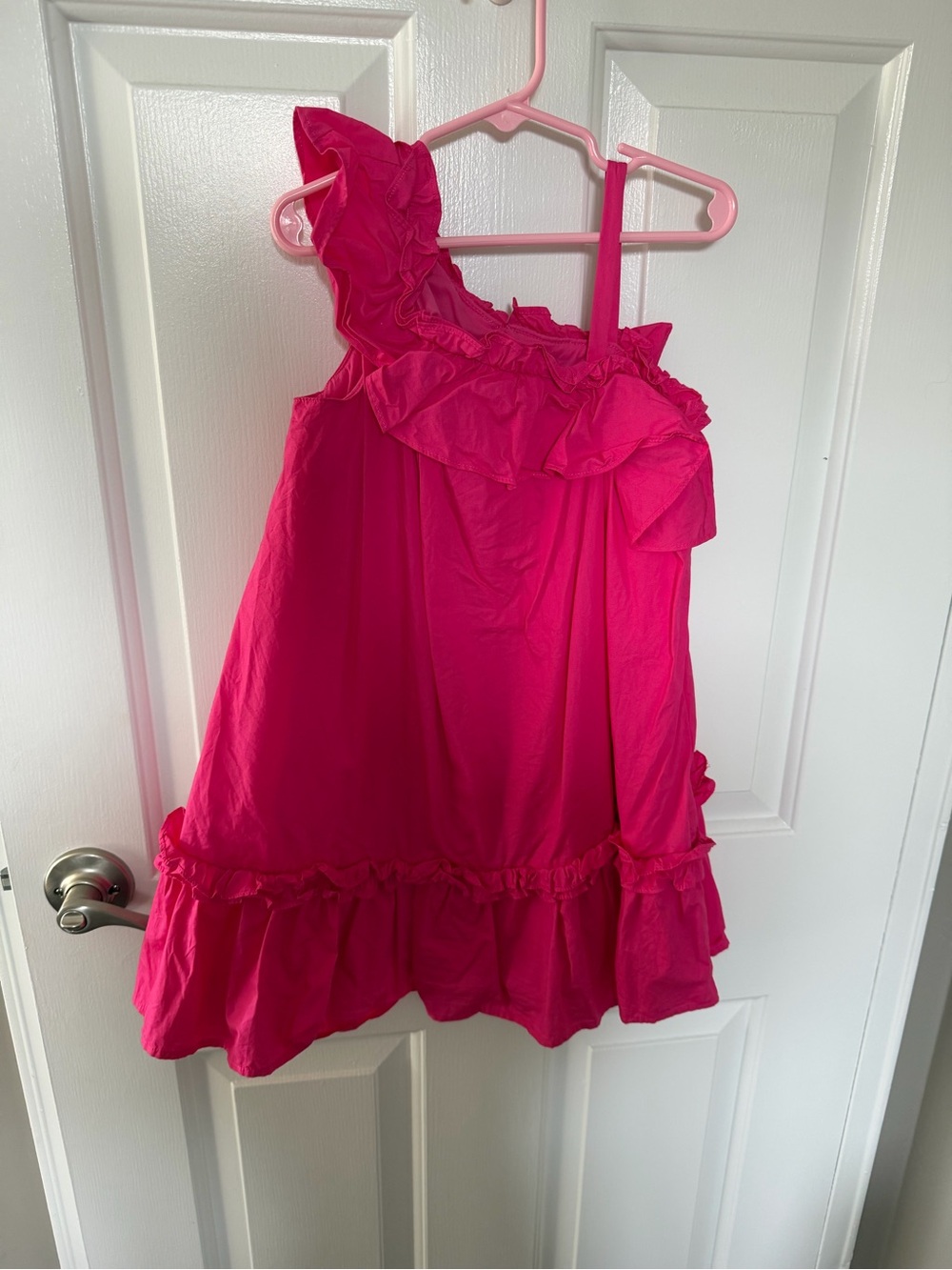 Janie and Jack Hot Pink One-Shoulder Ruffle Dress